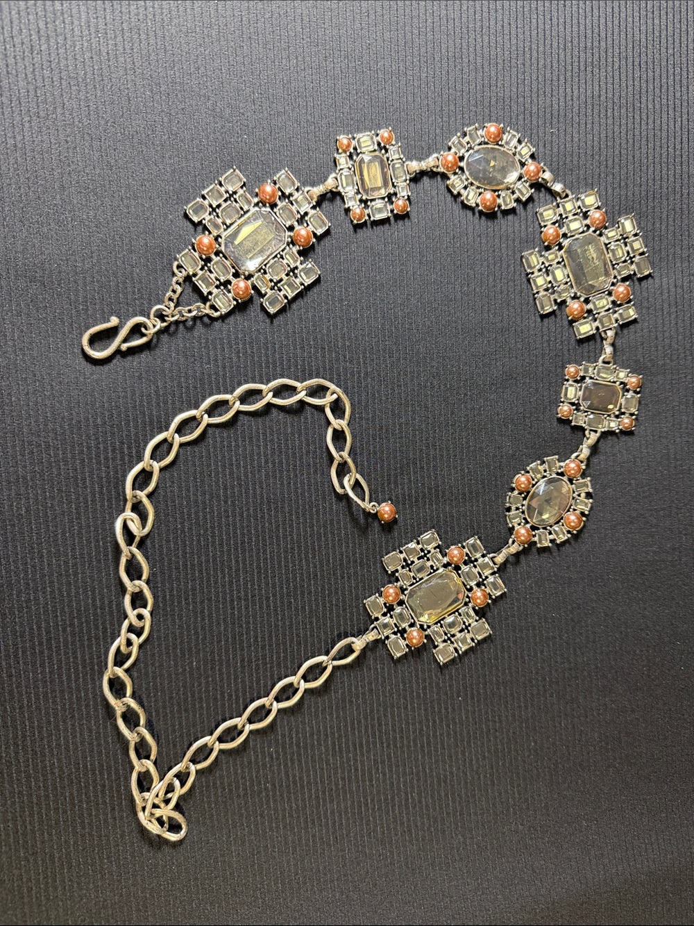 Chico's Silver-Tone Necklace with Coral Accents